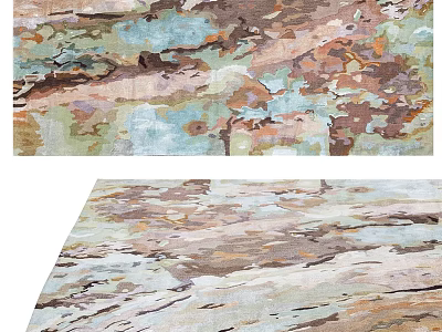 Square Area Rug With Abstract Colorful Artistic Patterns And Textures 3d model