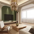 Cozy Dining Living Room Interior With Wooden Furniture Green Plants And Hanging Lamp