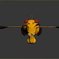Yellow Cartoon Giraffe Character With Brown Spots Red Horns And Open Arms