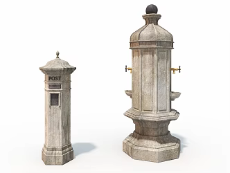Mailbox retro water dispenser retro building public equipment 3d model