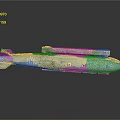 Military Submarine Weapon With Gray Body Blue Markings Detailed Surface And Support Base