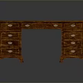 Classic Mahogany Desk With Multiple Drawers And Intricate Carved Legs