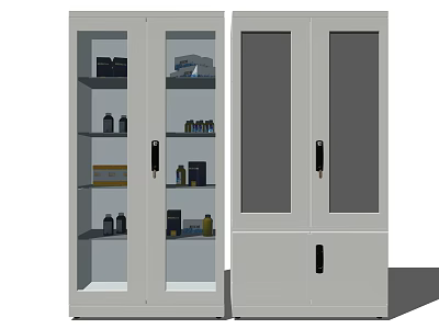 Modern Storage Cabinets With Glass Doors And Shelves For Organized Storage 3d model