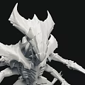 Exoskeleton Horned Game Movie Character Holding Sword In Battle Stance