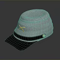 Gray Daily Life Hat With Black Brim Yellow Cross Decoration And Gold Button