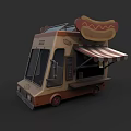 Vintage Hot Dog Food Truck Design With Large Hot Dog Sign And Striped Awning