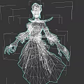 Mystical Game Movie Character With Green Skin Green Hair And Layered Red Purple Dress