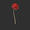 Vibrant Red Flower Plant Painting With Yellow Stem On Black Background
