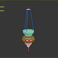 Traditional Hanging Lighting Combination With Carved Pink Metal Shades And Decorative Chains
