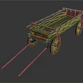 Classic Vintage Wooden Cart With Woven Frame And Spoked Wheels Structure Design