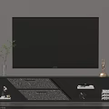 Modern TV Stand With Large Screen TV Decorative Vase Books And Ornaments