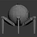 Futuristic Metallic Spherical Robotic Creature With Mechanical Legs Design 3d model