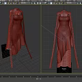 Elegant Burgundy Asymmetric Dress With Long Lace Sleeves And Patterned Details