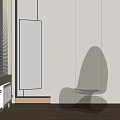 Modern Transparent Acrylic Chair In Minimalist Room With Mirror And Chandelier