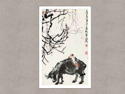 Chinese Decorative Painting Shepherd Cattle Li Keran Shepherd Boy Figure model