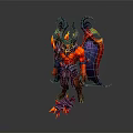 Demonic Game Character With Red Body Horned Helmet Purple Wings And Sharp Claws