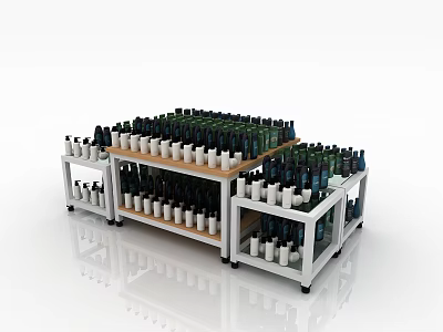 Commercial Equipment Multi Tiered Display Shelving With Organized Bottles For Retail Stores 3d model