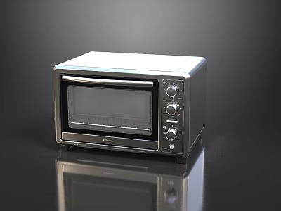 Stainless Steel Toaster Oven with Glass Door and Control Knobs for Modern Kitchen Countertop 3d model
