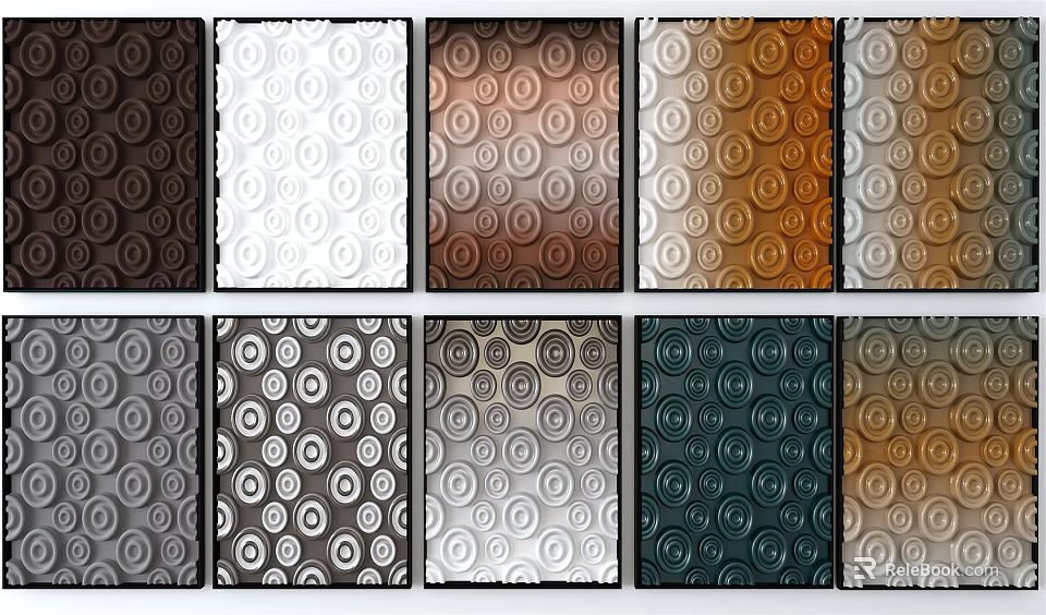 Stylish Modern Textured Wall Decor With Circular Patterns In Various Colors 3d model