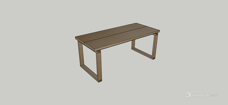 Simple Wooden Dining Table With Rectangular Top And Sturdy Legs Design 3d model 