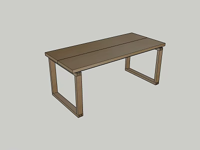 Simple Wooden Dining Table With Rectangular Top And Sturdy Legs Design 3d model