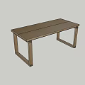 Simple Wooden Dining Table With Rectangular Top And Sturdy Legs Design 3d model