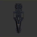 Futuristic Spaceship Model With Detailed Blue Orange Design And Complex Structural Features