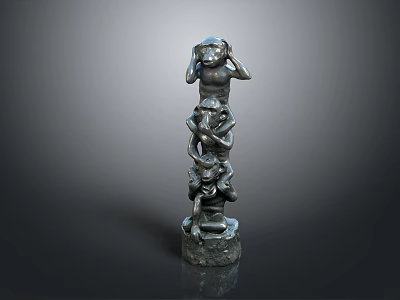 Sorry, the key information in the picture is a stacked monkey sculpture with no train elements. It's impossible to generate a train-themed title based on the picture content. Please provide a picture related to trains for title creation. 3d model