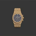 Luxury Gold Watch With Deep Blue Dial And Chronograph Function Sleek Design 3d model