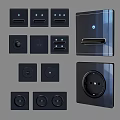 Modern Black Switch Panels With Various Types USB Ports And Power Sockets
