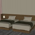 Modern Single Bed Interior With Wooden Headboard Soft Pillows Table Lamp And Area Rug