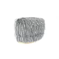 Soft Fluffy Gray Faux Fur Round Stool For Living Room Decor