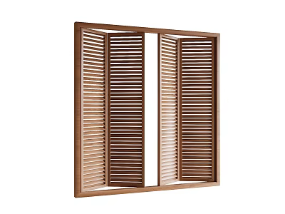 Wooden Louvered Window Shutters With Adjustable Slats And Frame For Interior Decoration 3d model