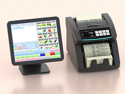 Cash register cash register checkout machine bill machine bill machine counting machine bill machine 3d model