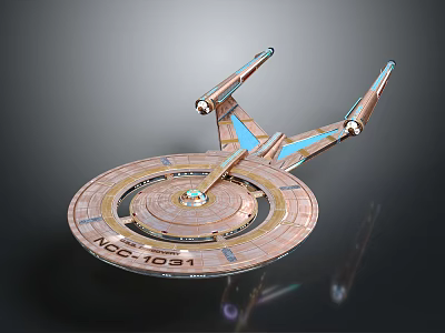 Detailed Starship Model NCC 1701 With Futuristic Saucer And Warp Nacelles Design 3d model