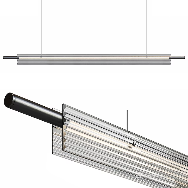Modern Long Strip Chandelier With Metal Frame And LED Lights For Interior Decor 3d model 