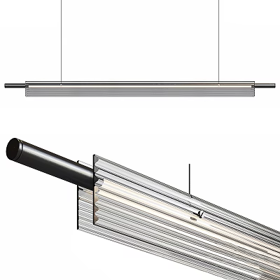 Modern Long Strip Chandelier With Metal Frame And LED Lights For Interior Decor 3d model