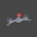 Game and Movie Character With White Body Dark Wings in Dynamic Pose on Red Background