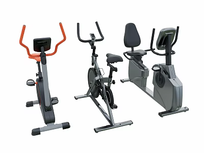 Fitness Equipment Three Different Exercise Bikes with Adjustable Seats and Handles for Home Gym 3d model