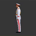 Person Wearing White Military Uniform With Red Gold Decorations Belt Epaulets And Cap
