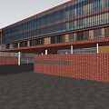 Modern School Building With Red Brick Walls Glass Curtain Walls And Spacious Entrance Plaza