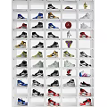 Organized Modern Shoe Cabinet Storage With Colorful Sneakers And Display Shelves