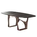 Modern Dining Table With Unique Copper Metal Legs And Black Textured Top 3d model