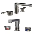 Modern Bathroom Faucet With Metal Handles Spout And Component Parts