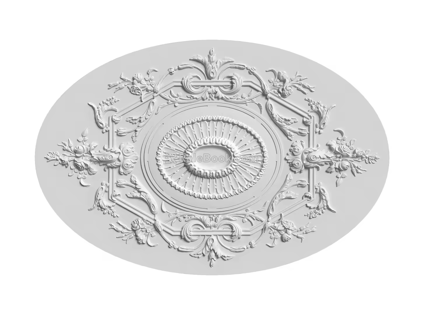 European-style lamp panel gypsum component carved 3d model
