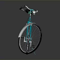 Sleek Teal Bicycle With Black Seat White Tire Rims Handlebars And Dark Background Reflection