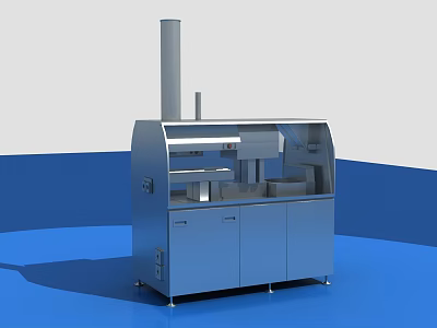 Modern Industrial Equipment With Stainless Steel Structure Tall Exhaust Pipe And Base Cabinets 3d model