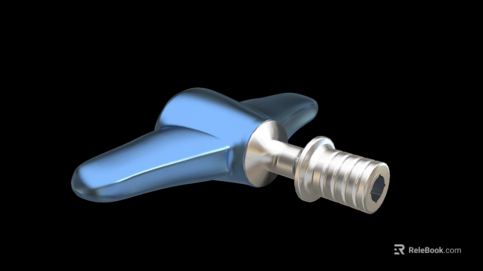 Medical Device With Blue Handle And Metal Threaded Precision Design Component 3d model 