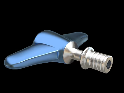 Medical Device With Blue Handle And Metal Threaded Precision Design Component 3d model