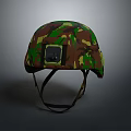 Tactical Military Camouflage Helmet With Black Straps And Square Device